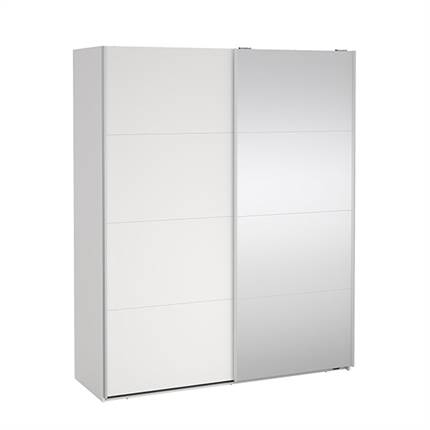 Bergamo garderobeskab med hvid og spejl skydelåger 